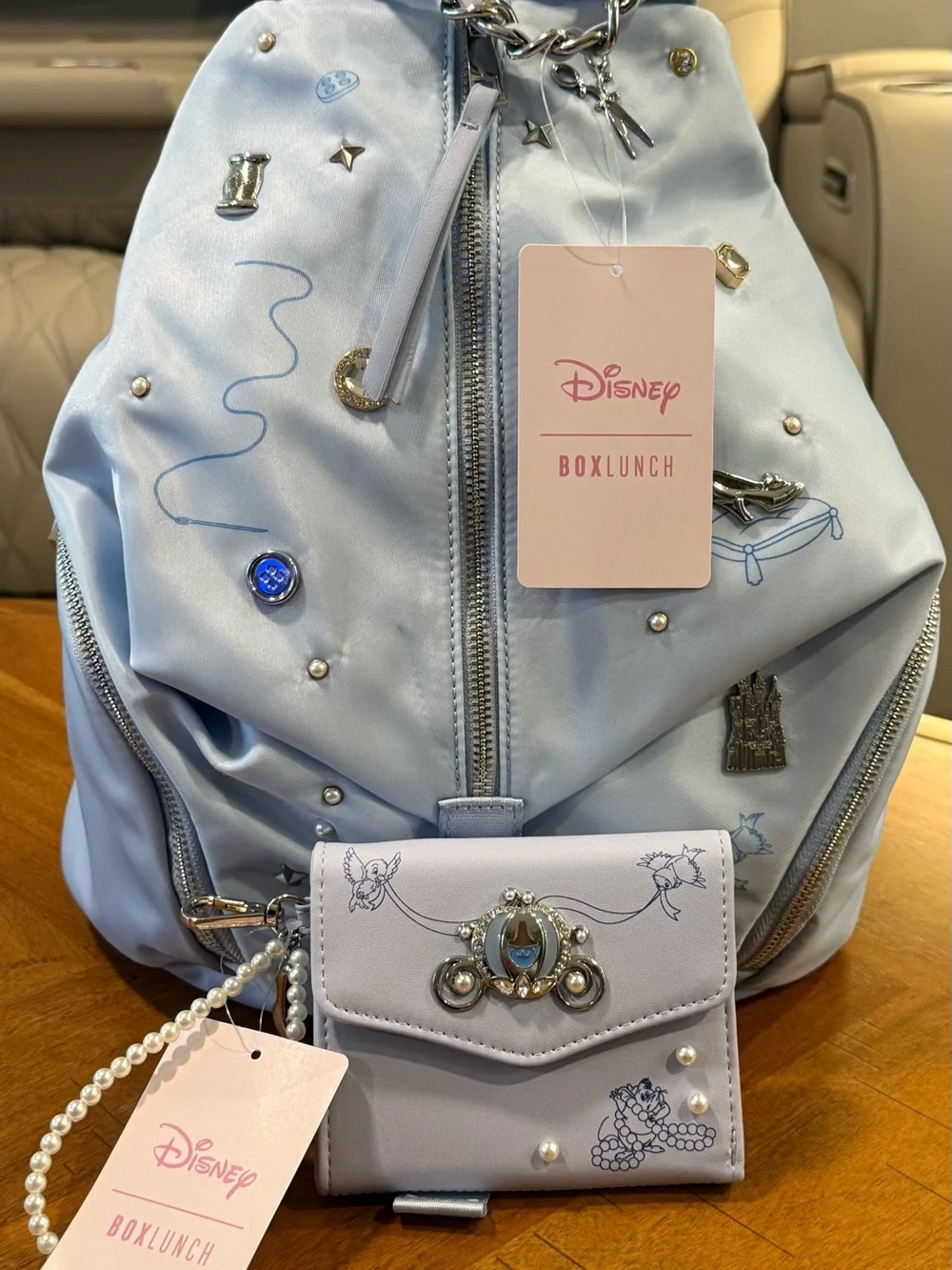 Disney Cinderella Minimalist Studded Mini Backpack AND Matching Wallet - NWT